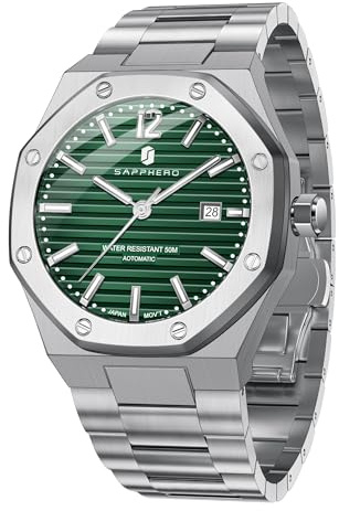 SAPPHERO Automatik-Herrenuhr Uhren Herren Edelstahlband 50M wasserdicht