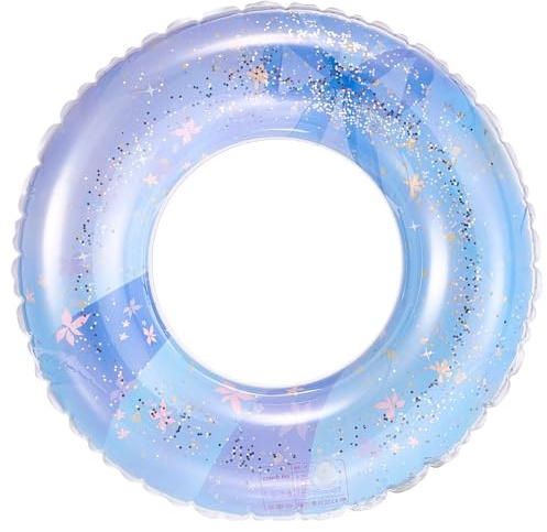 Schwimming Ring Erwachsene, Transparenter Pailletten Floating Ring, Aufblasbare Schwimmreifen 90cm, Schwimmring Röhre Für Sommerpool Party, Geeignet für Erwachsene und Kinder