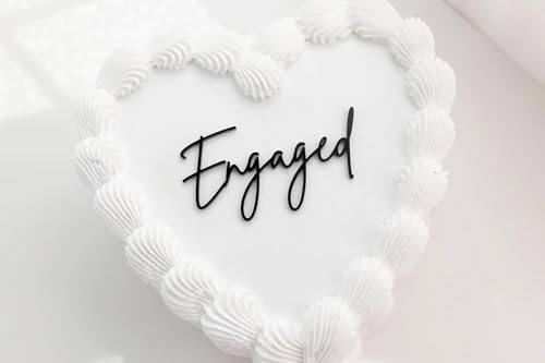 Black Acrylic Engaged Cake Topper,Engagement Theme Cake Topper, Wedding Anniversary Bridal Shower Bachelorette Party Cake Decorations,Dessert Decor, DIY Cake Decoration