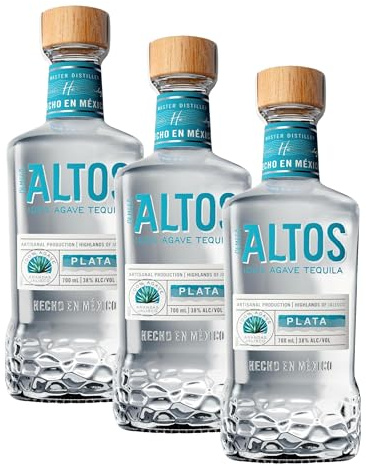 ALTOS Blanco Olmeca Tequila - 38%, bouteille 70cl (Lot de 3)