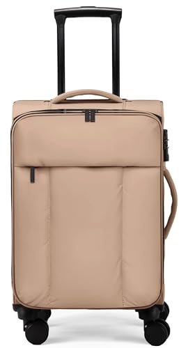 LOVEVOOK Handgepäck Koffer Groß, Reisekoffer mit 360° Rollen leicht, Trolley 55X35X25, Suitcase Gepäck Carry On Luggage 48l für Reise Flugzeug Weekend Arbeit, Khaki