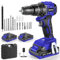 Perceuse Visseuse Sans Fil Brushless, MHPRO Visseuse Devisseuse 21V avec 2 Batteries 2.0Ah, 45N.m Percussion, 20+3 Réglages de Couple, 14 Accessoires, 2 Vitesses, pour la Bricolage
