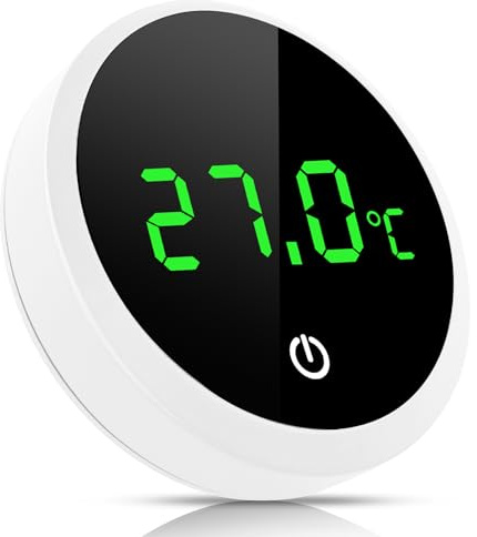 Yuio Fish Tank Thermometer Digital Aquarium Thermometer with LED Display Wireless Touch, Stick-on, ±0.5°C Accuracy for Monitoring Tropical Fish Turtle Reptile Glass Water Tank Temperature(White)