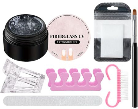 Nail Repair Kit for Broken Natural Nails - Fiberglass Set with UV Light, Includes Builder Gel & Accessories