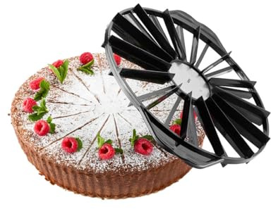GEFU Tortenteiler DIVIDO | Edelstahl & Kunststoff, Ø 26,5 cm | Für 14 oder 16 Stücke, gleichmäßiges Portionieren von Kuchen & Torten | Ergonomische Griffe