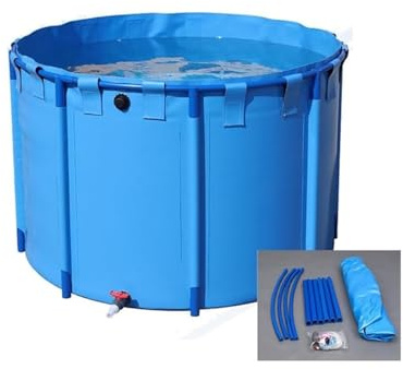 Genérico Estanque portátil de Lona con válvula de Drenaje, Piscina elevada para koi y Peces Dorados, Estructura Duradera de PVC y Acero, fácil de Montar (1,5 x 1,2 m)