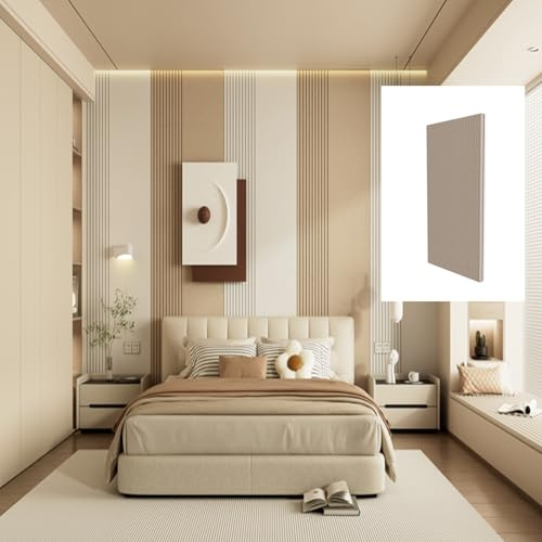 Akustikpaneele Selbstklebend Filz Deko, Schallschutzplatten aus Polyester zur Schalldämmung, Akustikschaumstoff für Akustische Behandlung und Wanddekoration(Beige,100 x 50 cm 3pcs)