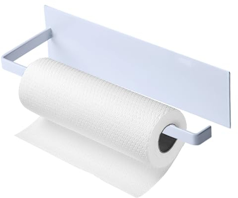 Kitchen Roll Holder 22cm, Magnetic Kitchen Paper Towel Holder, White | No Drill Paper Towel Organizer for Fridges, Washing Machines, Caravans and BBQ Trolleys