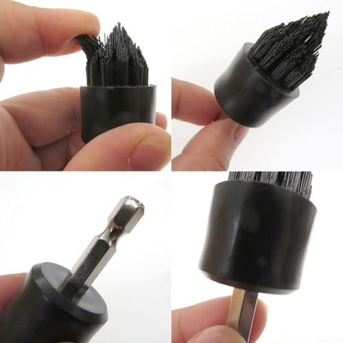 3-teiliges elektrisches Reinigungsbürsten-Set mit 2,5 cm konischen Bürstenköpfen in Weiß, Schwarz und Grün für Bohrmaschinen – kompatibel mit Küche (schwarz)