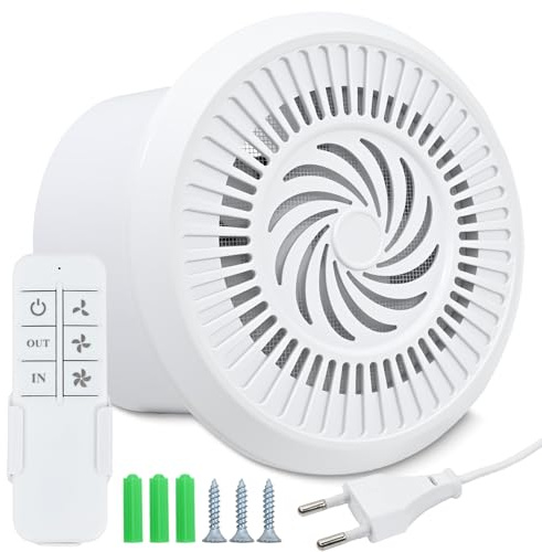 FlyingYun Ventilador de extracción de 150mm 280m³/h 15W, extractor de baño reversible de dos vías con 3 velocidades ajustables, Ventilador RC para Cocina Baño Ático Ventana Sótano
