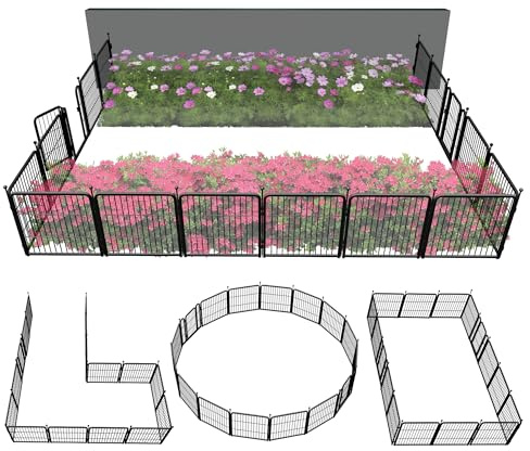 FXW No Dig Garden Fence, Outdoor for Yard, 60cm(H) x 9.3m(L), 16 Panels