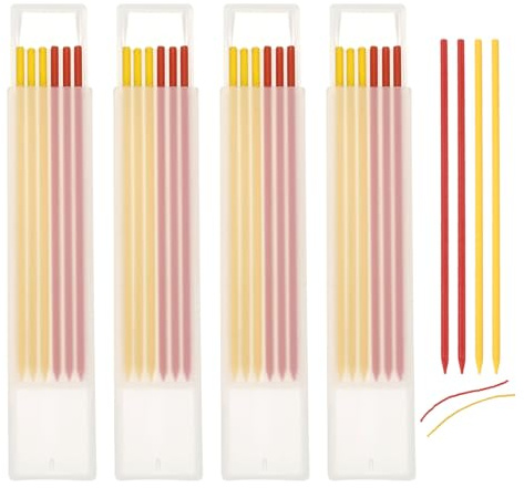 QUARKZMAN 24 Stück Bleistiftminen Tischler Zimmermannsbleistift（Rot、Gelb） | Bleistift Ersatzminen 2,8 mm Solide Tieflochmarker Minen Bleistiftminen Konstruktion Bleistift Ersatz