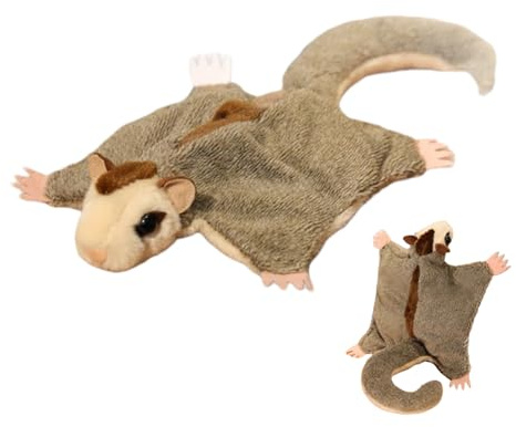 Sugar Glider Plush - Cute Soft Stuffed Animal, Flying Squirrel Plush Doll With Magnets, Realistic And Cuddly Toy, Soothing Companion For Kids, Teens, Nursery, Bedroom, And Home