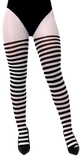 Medias de rayas blancas y negras para mujer, medias de disfraz para adultos, para Halloween, Día Mundial del Libro, Semana del Libro, accesorio de fiesta, estándar