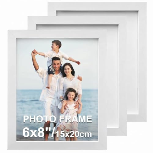 Eulihent 3 Stück Bilderrahmen 15x20 cm Weiß Fotorahmen Collage Set Holz Bilder Rahmen Holzrahmen mit Passepartout Holzbilderrahmen Wand- oder Tischaufsteller für Wohnzimmer Schlafzimmer Büros
