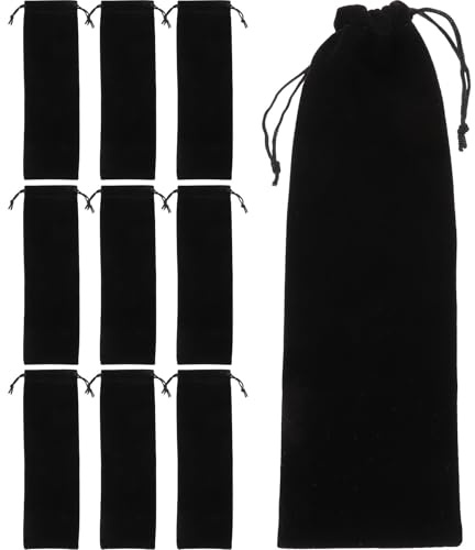 SKISUNO 12pcs Velvet Drawstring Chopstick Storage Bags Portable Tableware Pockets for Cutlery with Drawstring Opening Design, for Lunch Bags and School Use