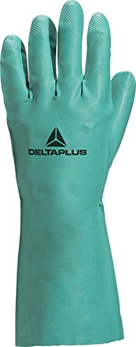 Delta Plus VE802VE Green Nitrile Work Safety Gloves With Cotton Flock Lining - Size 7.5