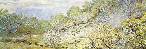 1art1 Claude Monet Poster Apfelbäume In Blüte, 1873 Bilder Leinwand-Bild Auf Keilrahmen | XXL-Wandbild Poster Kunstdruck Als Leinwandbild 150x50 cm