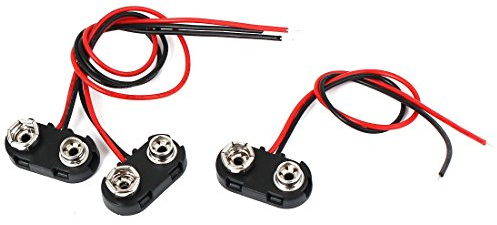 sourcing map 3 pcs 9V Batterie Connecteur Pince porte-T Type Double boucle 15cm long