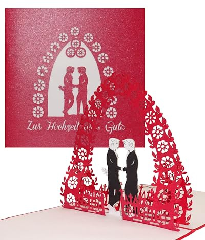 Cologne Cards Hochzeitskarte Gay Wedding - edle 3D Karte Schwule Hochzeit – Glückwunschkarte & kleines Geschenk zur gleichgeschlechtliche schwulen Trauung von Mr. & Mr.