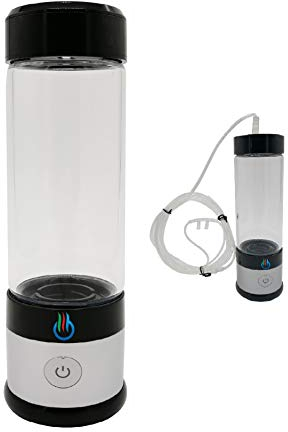 H2 USB Sport MAXX Generador de agua de hidrógeno con botella de vidrio y adaptador de inhalador (plata)