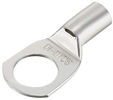 sourcing map Copper Wire Lugs,7AWG SC10-10,Bolt Hole,Battery Cable Ends Eyelets Crimp Tubular Ring Terminals Connectors Silver Tone 5Pcs