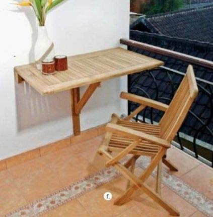 Wandklapptisch Sondrio eckig Teak Massivholz Abmessungen 50 x 50 cm