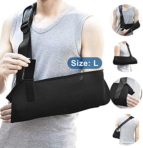 VDSOW Armschlinge - Atmungsaktiv Schulter Wegfahrsperre Bandage für Damen Herren, Verstellbare Mesh Armschlinge Schulter für Gebrochenen Arm, Ellenbogen, Handgelenk Frakturen und Luxation - Schwarz