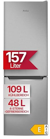 Amica Kühl-Gefrierkombination 157L 144x47,4x49,5cm FrostControl AKG 3840 E | 109 L Kühlteil, 48 L Gefrierteil, Superkühlfunktion, Supergefrierfunktion, Automatische Abtauung, Elektronische Steuerung