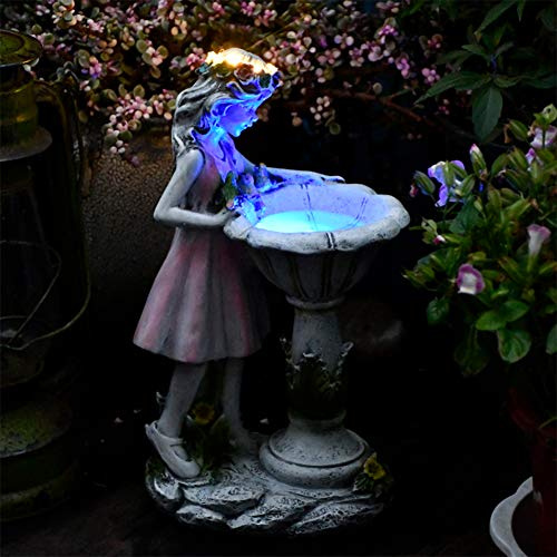RNNTK Fée Ornements De Jardin Résine Figurine, pour Pelouse Cour Déco Moderne Statues De Jardin avec Lampe Solaire,Intérieur Exterieur Decoration Art Jardin Sculpture-A Petit