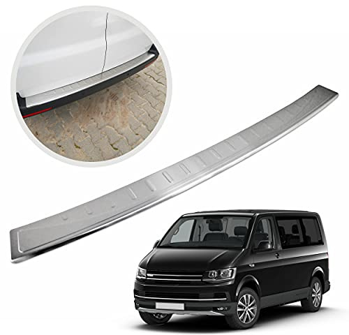 CHROMEMASTER Ladekantenschutz Stoßstangenschutz Kompatibel mit VW T6 2015-2019; Gebürsteter Edelstahl, Silber Matt; Unsere Lackschutzleiste Sichert den Heckstoßfänger vor Kratzern Und Beschädigung ab