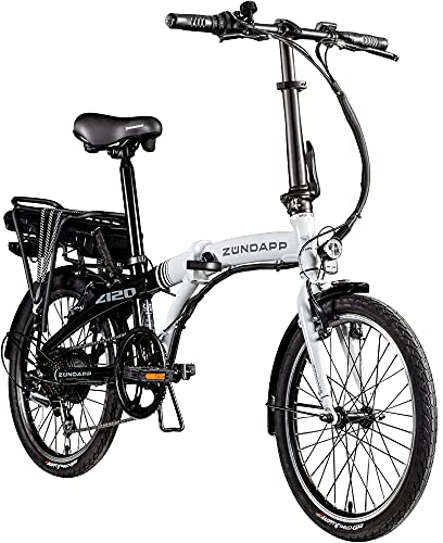 ZÜNDAPP Z120 20 Zoll E Bike Faltrad Damen Herren Elektrofahrrad klappbar Fahrrad Elektro Klapprad Ebike Pedelec E-Bike Erwachsene Klappfahrrad (schwarz/weiß, 28 cm)