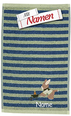 Sterntaler Kinderhandtuch Emmilius, Bestickt mit Namen, Geschenk zur Geburt, Taufe, Weihnachten, Jungen, personalisierbar, Blau, Esel-Motiv, individuell, Emmilius