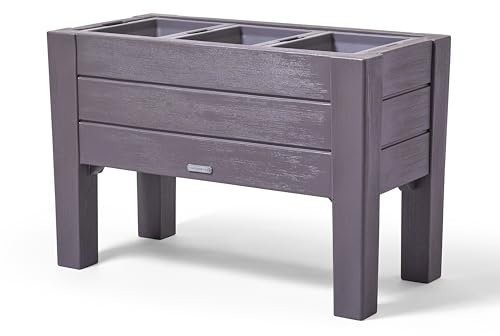 Step2 Lakewood Hochbeet Dunkel Zeder | Hochbeet aus Kunststoff in Braun für Garten/Balkon/Terrasse