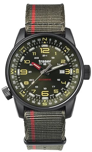Traser P68 Pathfinder Automatic Green Herren Armbanduhr aus PVD-beschichtetem Edelstahl und Textil in der Farbe Grau-Grün 46mm, Wasserdichtigkeit: 10Bar, 110456