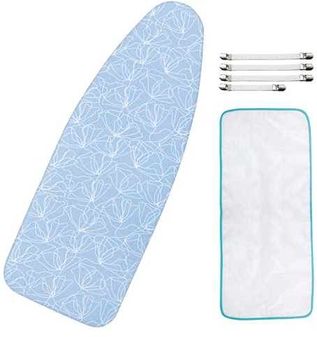 Extra breiter Bügelbrettbezug und -polster, Ersatz mit kratz- und schmutzabweisender, dicker Polsterung und elastischem Rand, 45,7 x 124,5 cm, Bügelbrettbezug, 4 Verschlüsse und 1 schützendes Netztuch