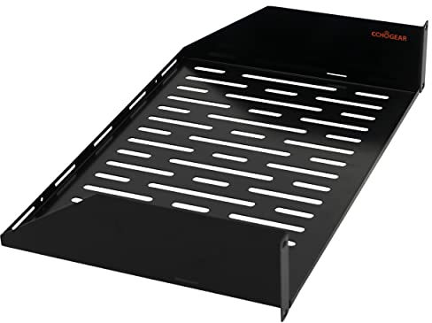 ECHOGEAR 2U hyllhylla – universell design som fungerar med alla ställ – rymmer 50 bs servrar, nätverksutrustning eller AV-utrustning – 30 cm djup stålhylla med ventilerad design – installera hårdvara