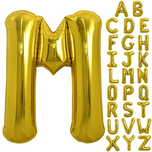 TONIFUL 40 Zoll große Goldfarbene M-Buchstabe Ballons Jumbo Helium Ballons mit Mylar-Folie für Geburtstagsfeier, Jubiläen und Valentinstag