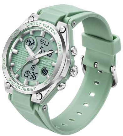 Orologio digitale da donna Sport Impermeabile Analogico Orologio Militare Tactico Retroilluminazione LED Cronometro Allarme Orologio Digitale, verde, Cinghia