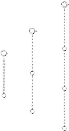 ALEXCRAFT Necklace Extender, 3PCS Necklace Extender Silver Chain Extenders, Silver Extension Chains for Necklace Bracelet Anklet Jewellery Making,Choker Extension for Women Men(2 4 6 Inch)