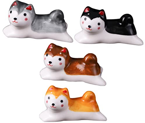 BESTonZON 4 Stück Shiba Inu Essstäbchenablage Essstäbchen Lose Aufbewahrung Von Essstäbchenhaltern Chinesische Pinselauflage Löffel- Und Essstäbchenablage Plüsch Keramik Niedlich