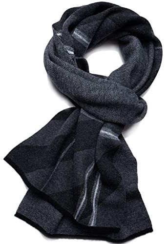 BESTORI Herren Winterschal 100% Wolle Kaschmir Schal Lang Warmer Schals Grau, 175 x 30 cm