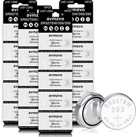 Avmzvo LR927 Motsvarar SR927SW batteri 395 399 AG7 klockbatteri 1,5 V knappcell 40 stycken【3 års garanti】