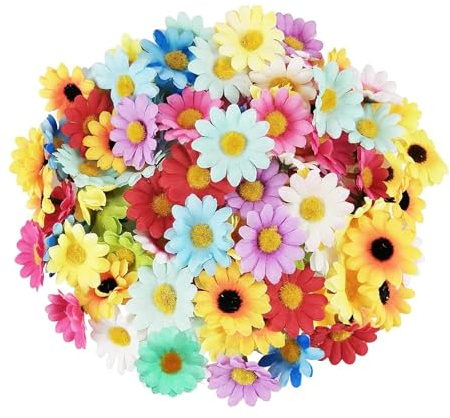 GEFIRE Fleurs Artificielles Deco 100 Pieces Petite Tête de Fleur Rose Artificielle 4cm Mini Fleur Decoration Fausses Fleurs en Tissu pour DIY Bricolage Scrapbooking Mariage Bouquet Fête Décoration