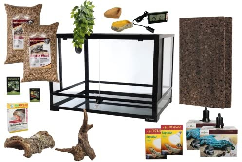 Komplettset: Für Bartagamen, Tejus und Warane (150 x 80x 80) Terrarium mit Holz-Terrarium