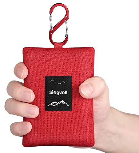 Siegvoll Picknickdecke mit praktischem Karabiner Ultraleicht ultradünne tragbare Stranddecke, Outdoor Decke für Strand, Picknick, Camping und Wandern 140 x 200 cm (Schwarz)