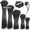 1000 Pièces Serre Câbles, Collier de Serrage Plastique Noir Assortiment 100/150/200/250/300mm x 3,6mm et 50 Pièces Base de Auto-adhésives,Nylon Collier de Serrage Plastique Câble,Pour Gérer les Câbles