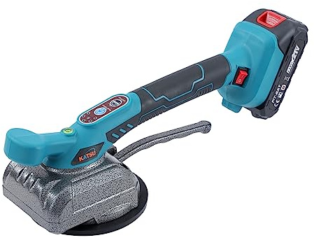 KATSU FIT-BAT 21V Fliesenleger Maschine Akku Fliesen Vibrator Fliesenverlegemaschine mit 2 x 1,5 Ah Akku, 5 Gänge Einstellbar, 50kg Adsorptionskapazität, für Fliesen von bis zu 1m x 1m
