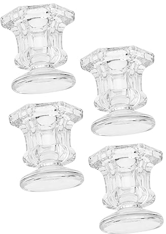Garneck 4pcs European Style Glass Candlestick Ornaments for Home Dining Table Decor Modern Candle Holder for Wedding Ornament