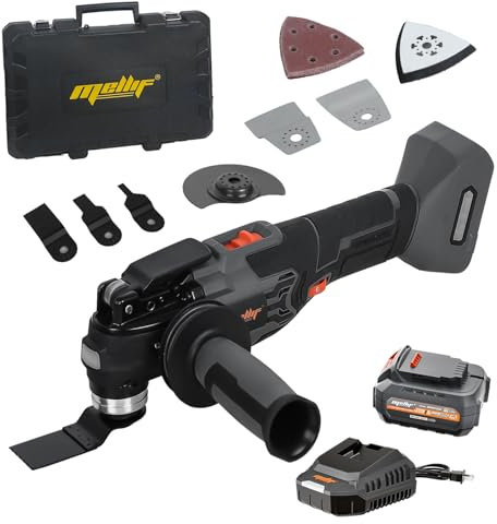 Witlight Akku Multitool, Multifunktionswerkzeug kompatibel mit DeWalt 20V Akku,Oszillierwerkzeug mit Bürstenloser Motor,6-Stufige Geschwindingkeit,18 Zubehöre (inkl. Mellif Akku + Ladegerät)